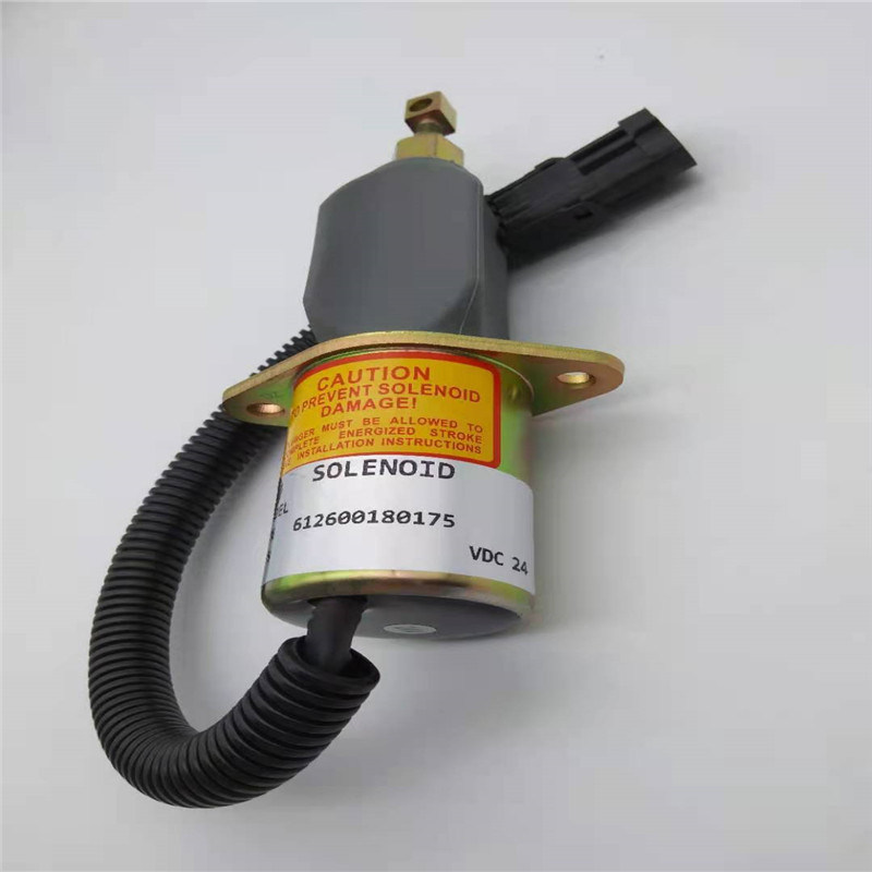 612600180175 Stop Solenoid Valve Cocok Untuk DOOSAN DX50 Wheel Loader Bagian Mesin Plug Hitam